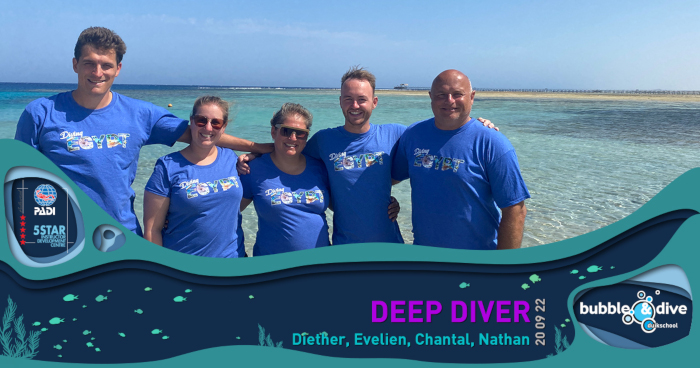 Proficiat Diether, Evelien, Chantal en Nathan! Deep Divers