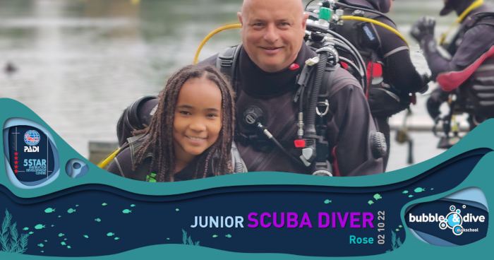 Proficiat Rose! PADI Junior Scuba Diver