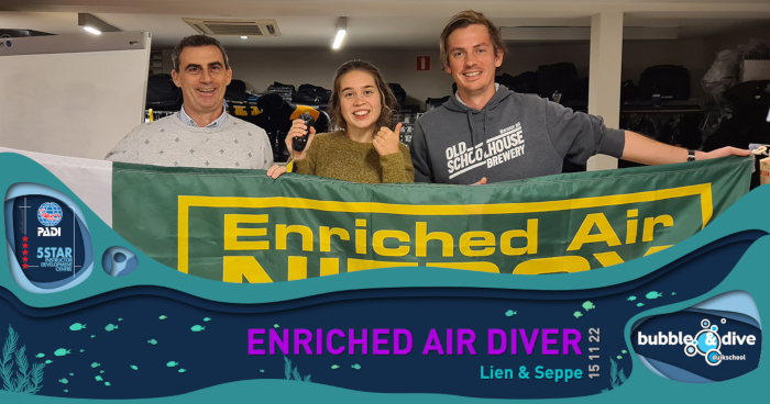 Proficiat Lien en Seppe! PADI Enriched Air Divers