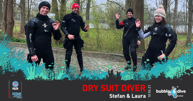 Proficiat Laura en Stefan! Dry Suit Divers bij Bubble and Dive