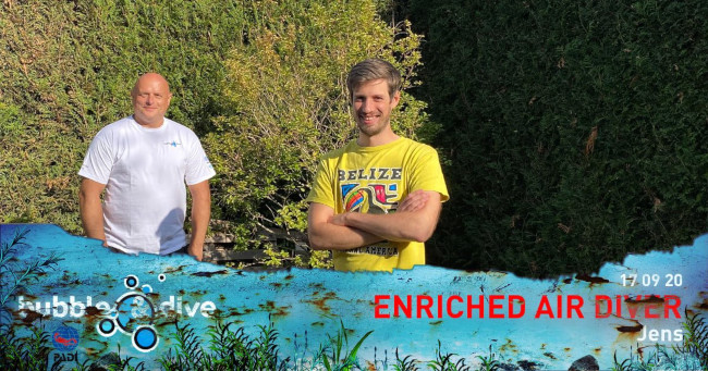Proficiat Jens! Enriched Air Diver bij Bubble and Dive
