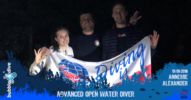 Proficiat Annemie en Alexander met het behalen van jullie PADI Advanced Open Water Diver brevet!