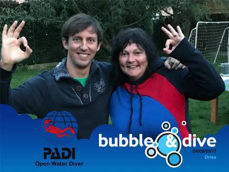 Proficiat Dries met het behalen van je PADI Open Water Diver brevet in Gent!