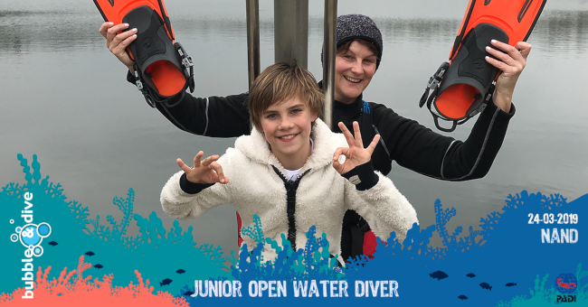 Proficiat Nand met het behalen van je PADI Junior Open Water Diver brevet!