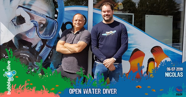 Proficiat Nicolas met het behalen van je PADI Open Water Diver brevet!