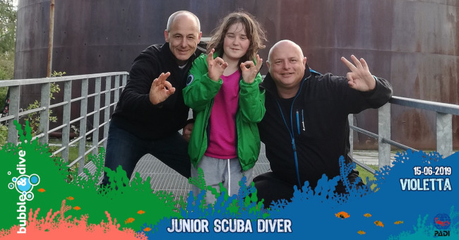 Proficiat Violetta met het behalen van je PADI Junior Scuba Diver brevet!